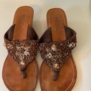 Mystique Boutique Brown Beaded Sandals